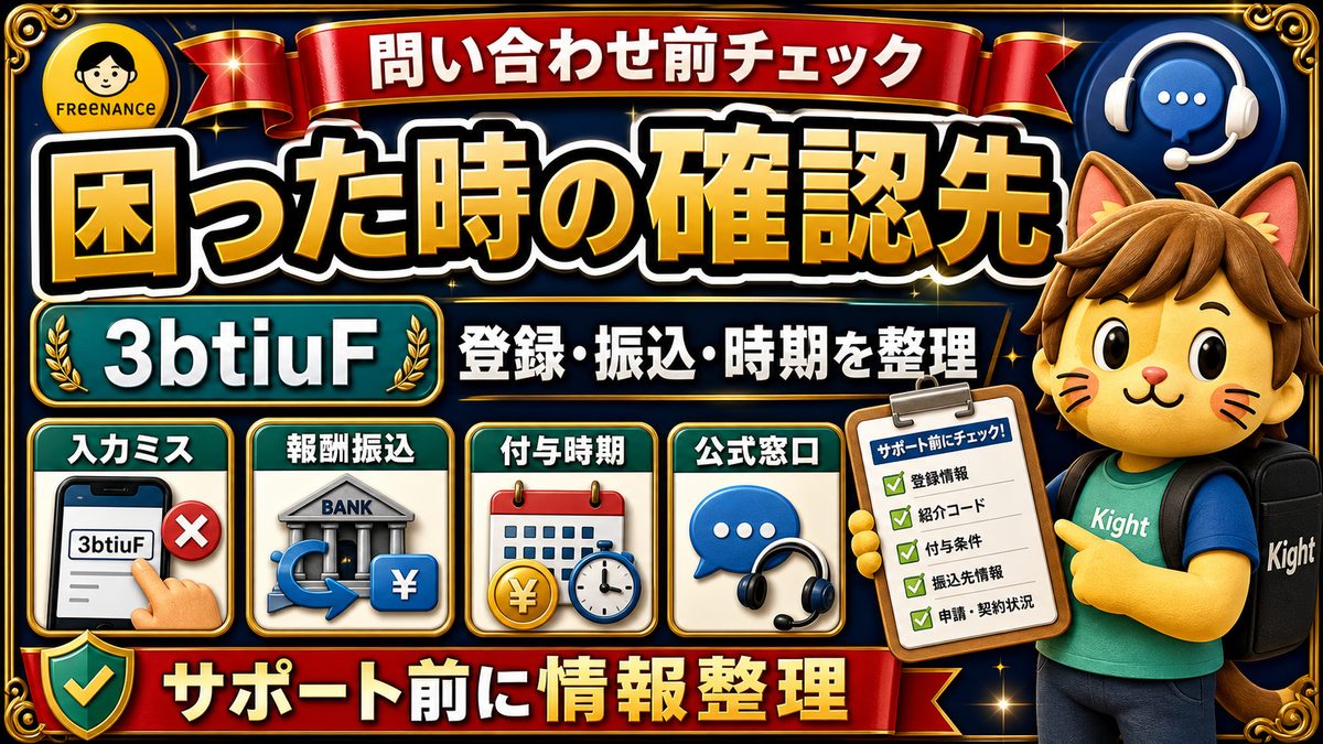 フリーナンス招待コードで困った時の確認先