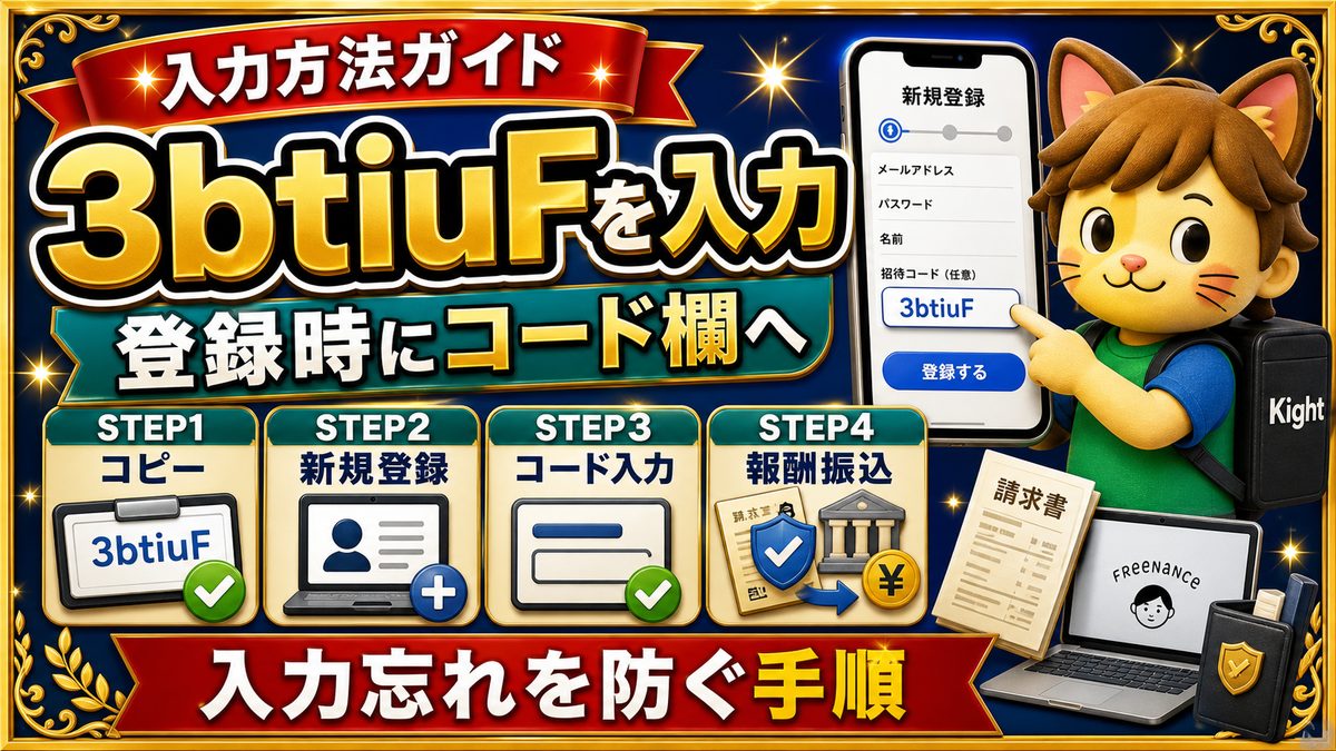 フリーナンス招待コード3btiuFの登録手順